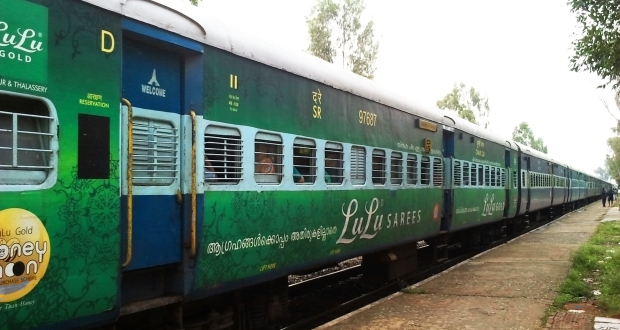 Train coached pasted with ads in Kerala