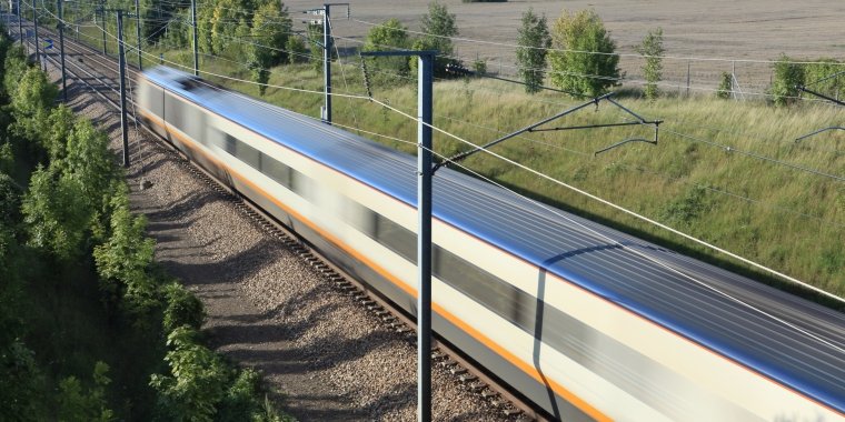 Eurostar High Speed train at speed motion velocity image