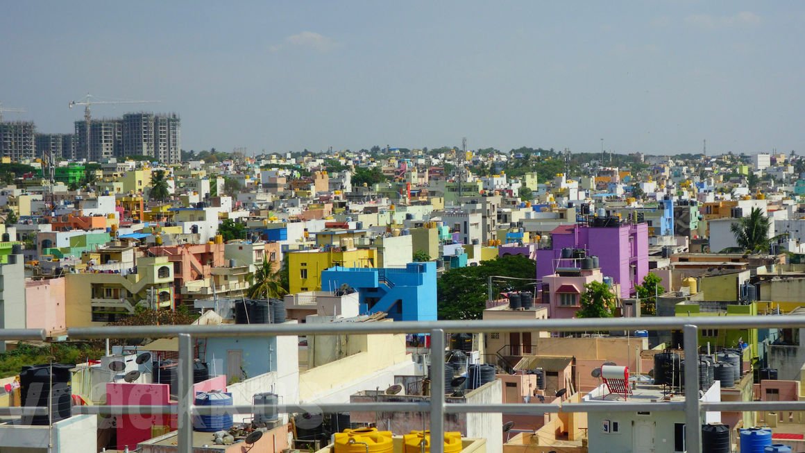 Bangalore Skyline view from Bangalore Metro aerial view from Magadi Road