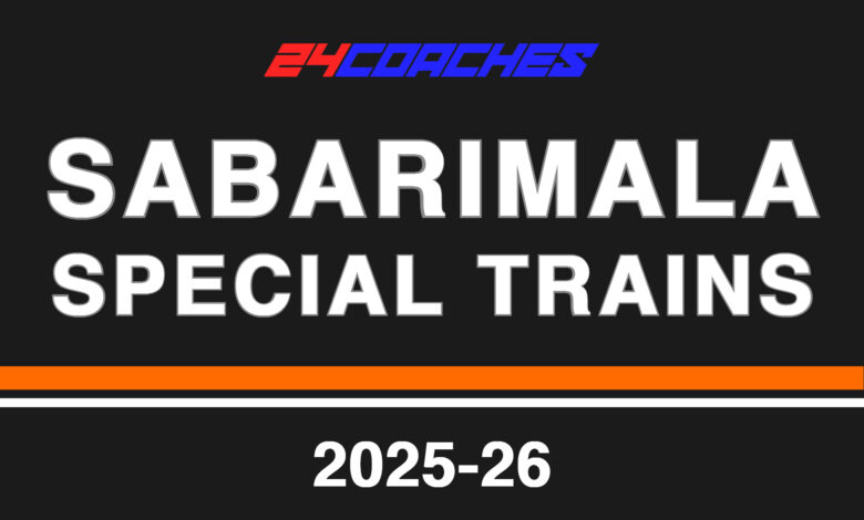 Sabarimala special trains 2025-26 kerala from Chennai Bangalore Hyderabad Vijayawada